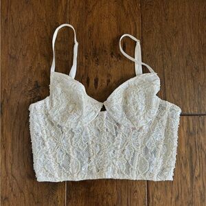 Dyspnea white busted bodice beaded corset top